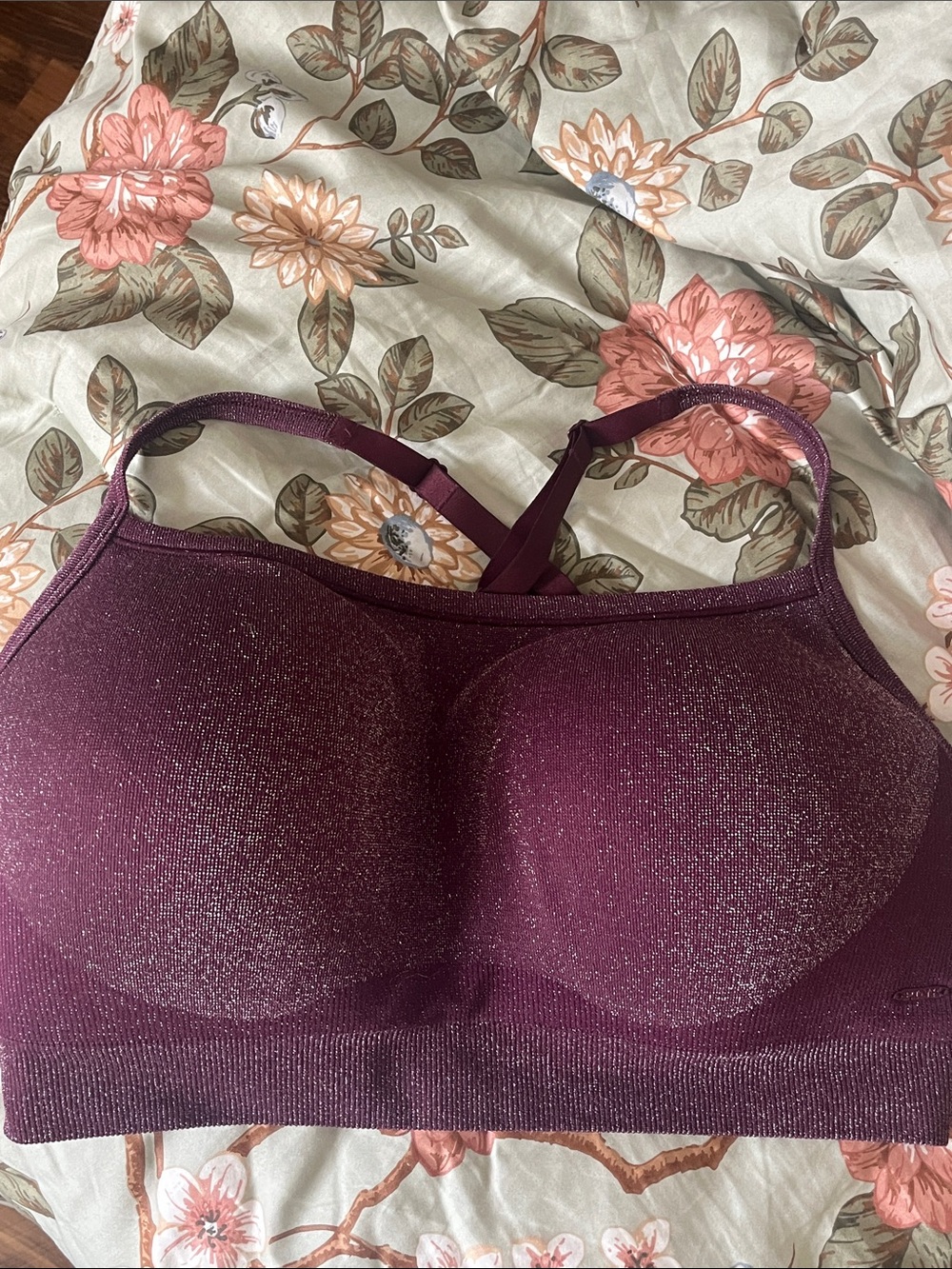 PINK Victoria's Secret Shimmery Maroon Wireless Bralette
